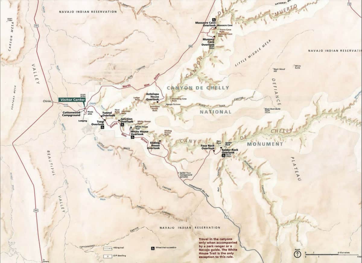 Map of Canyon de Chelley National Monument, Arizona