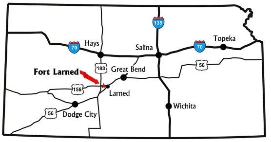 Map showing where Fort Larned is in the state of Kansas