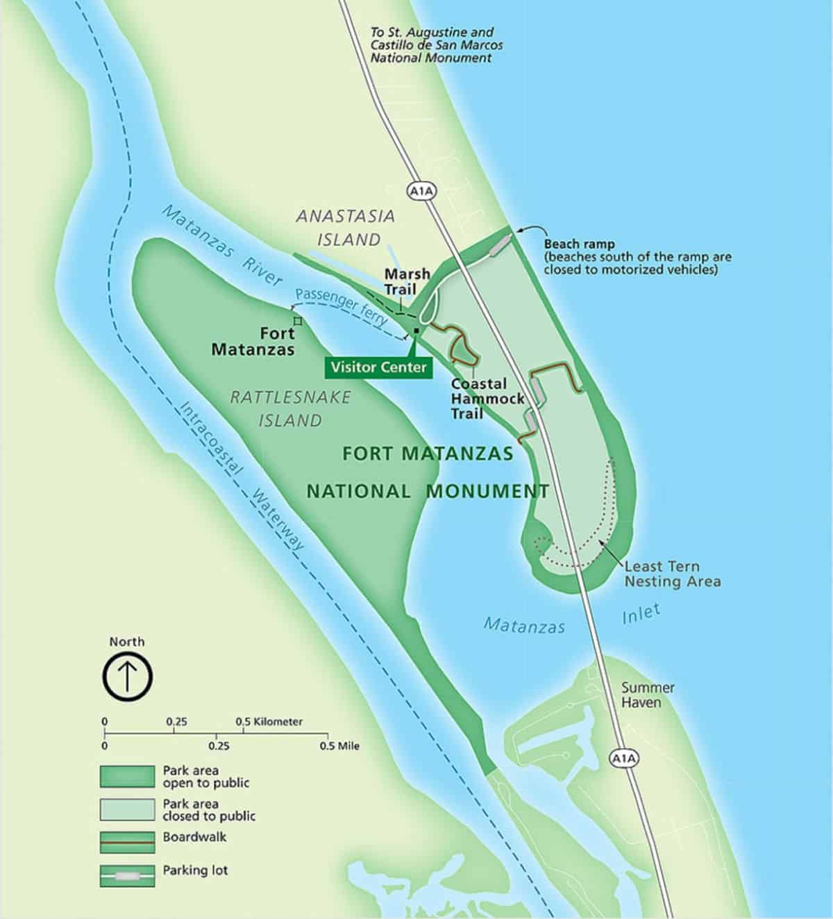 Map of Fort Matanzas National Monument, Florida