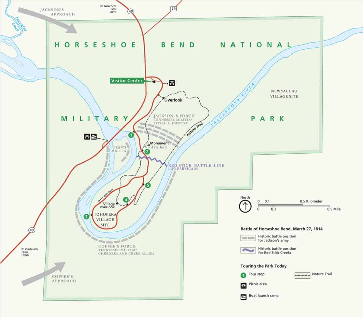 Map of Horseshoe Bend National Military Park, Alabama