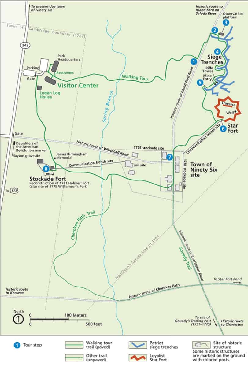 Map of Ninety Six National Historic Site, South Carolina