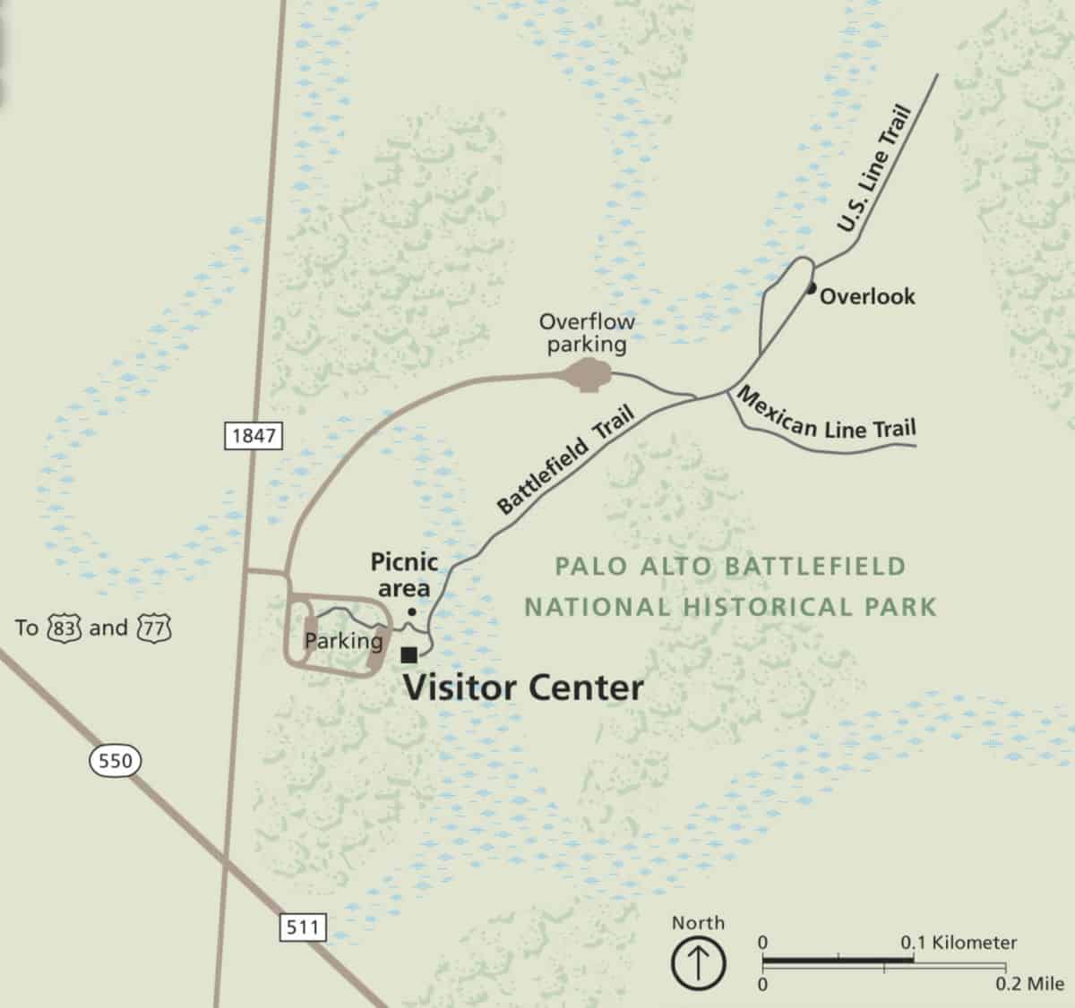 Map of Palo Alto Battlefield National Historical Park, Texas