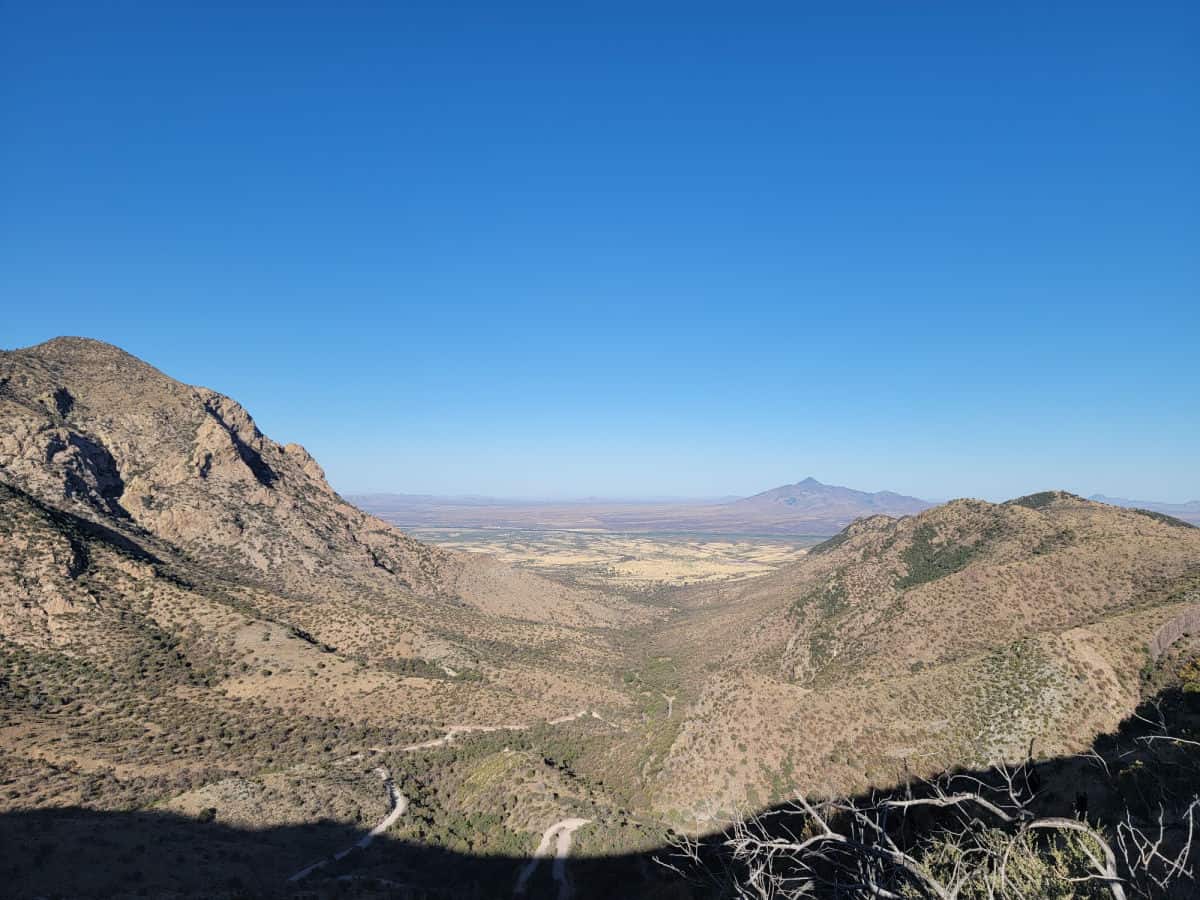 Dirt road through Montezuma Pass and Mountains Coronado