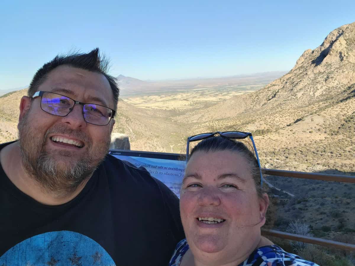 Park Ranger John and Tammilee Tips at the top of a mountain pass