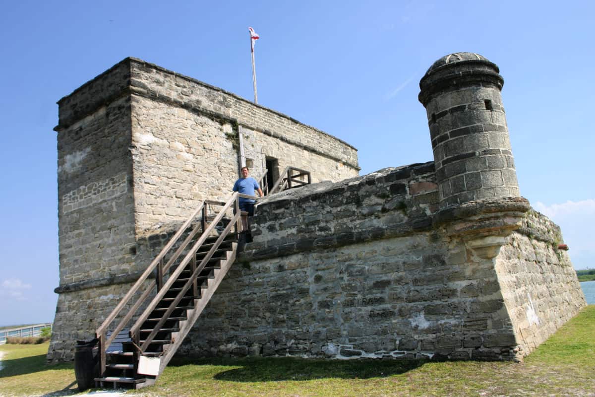 Park Ranger John on the steps leading up to the top of Fort Matanzas