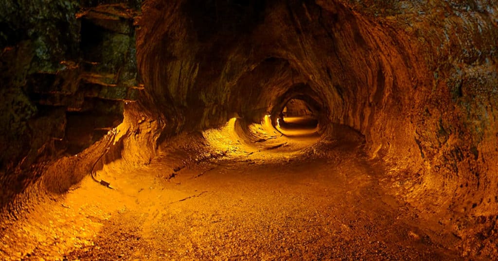 Inside the Thurston Lava Tube at Hawaii Volcanoes National Park