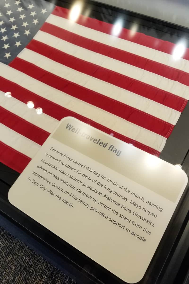 American Flag display in Selma to Montgomery NHT Visitor Center