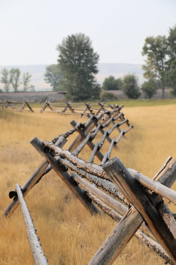 Wooden Ranch fence in a field