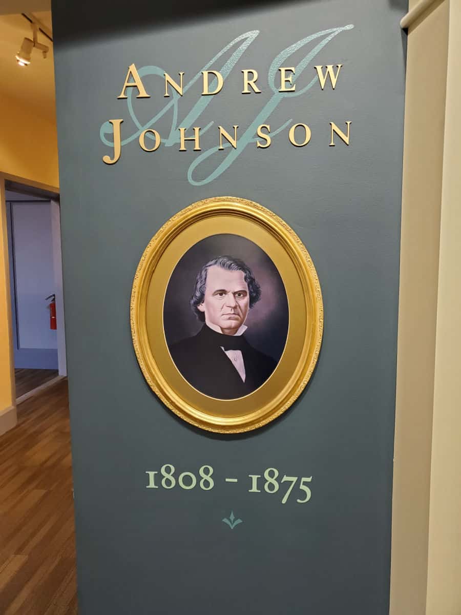 Historic painting of Andrew Johnson with the dates 1808-1875