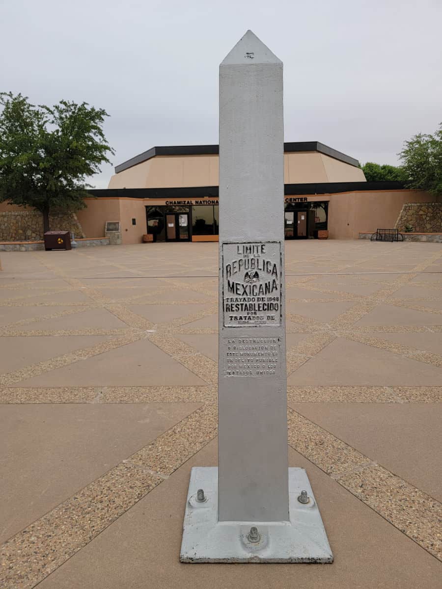 historic US Mexico border marker 