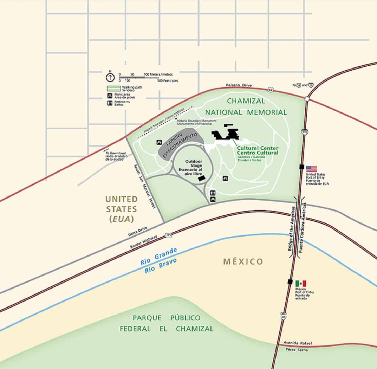 Map of Chamizal National Memorial, Texas