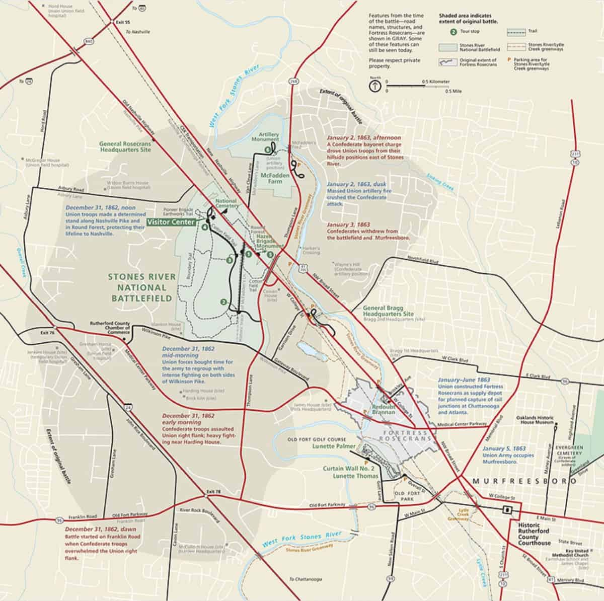 Map of Stones River National Battlefield 