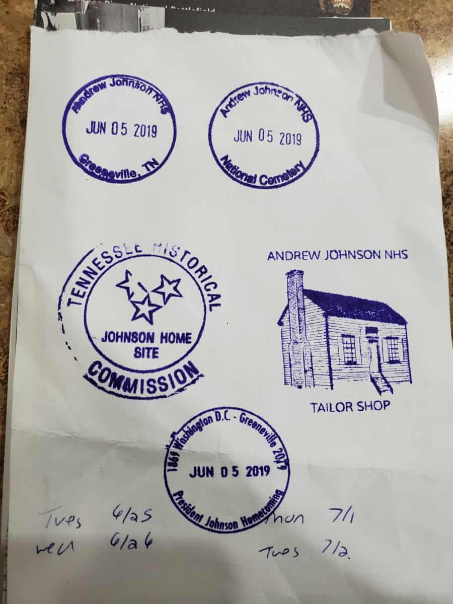 Andrew Johnson National Park Passport Stamps