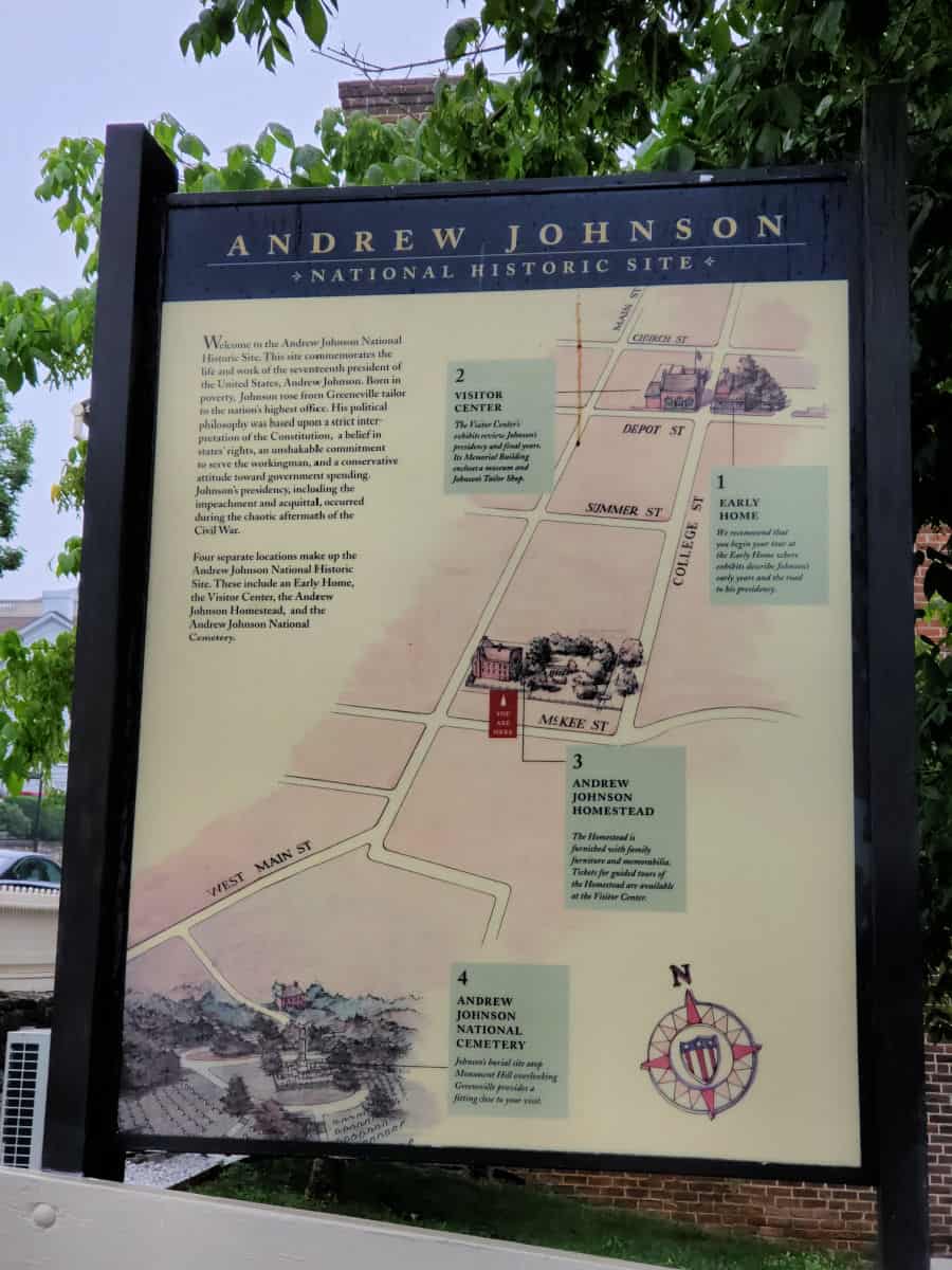 Map of historic sites for Andrew Johnson NHS