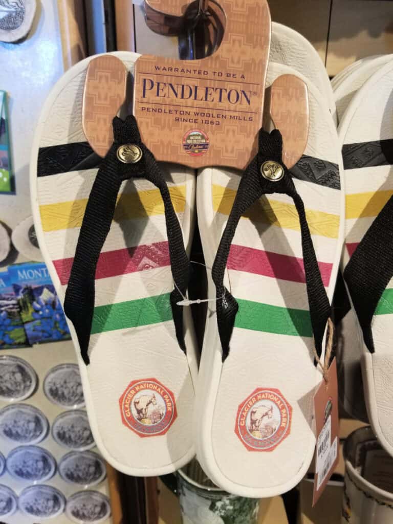 Pendleton sandals at the gift shop in Glacier Park Lodge