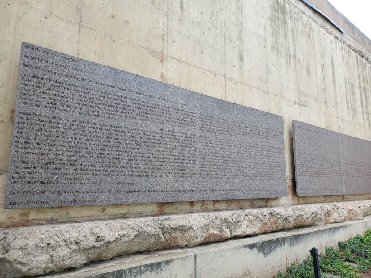 survivors wall at OKC Memorial