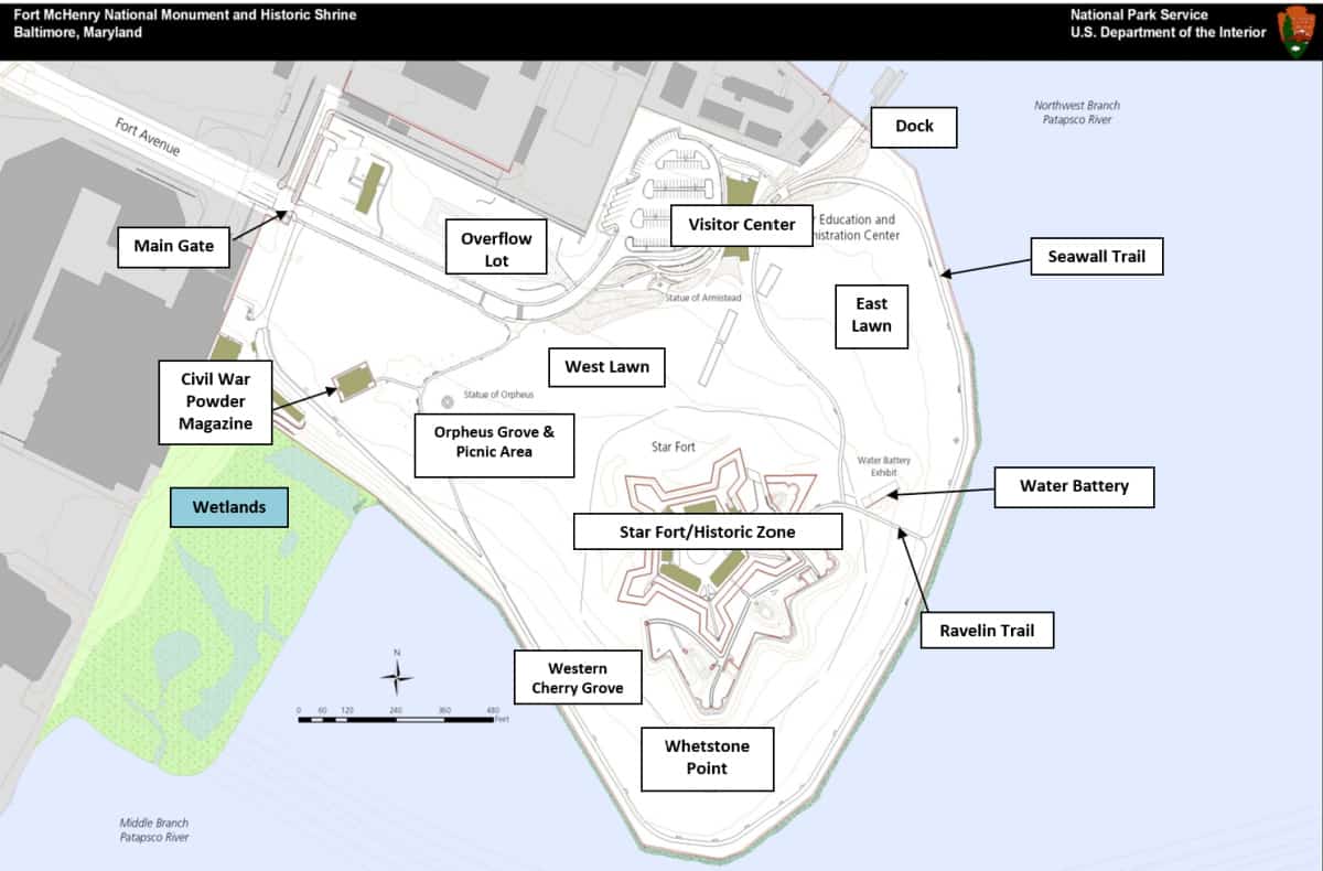 Map of Fort McHenry National Monument 