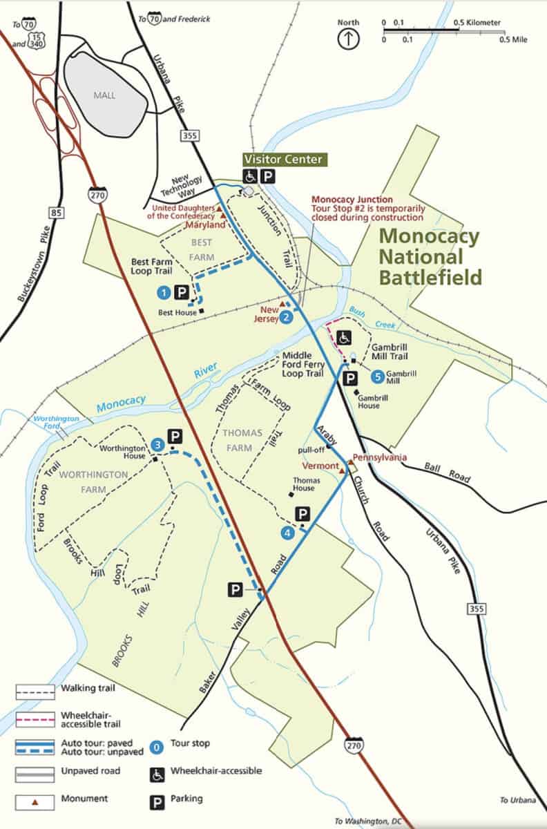 Map of Monocacy national battlefield