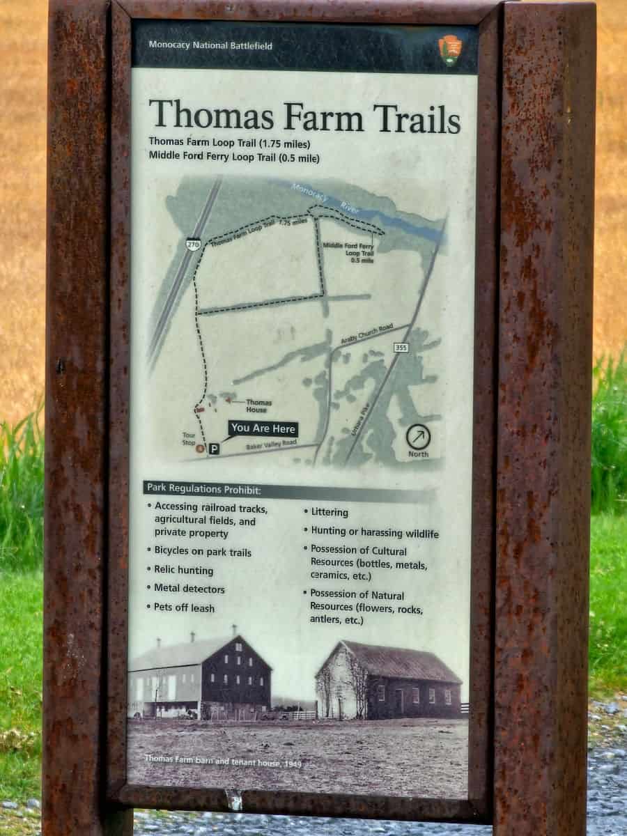 Thomas Farm Trails map and information in Monocacy National Battlefield