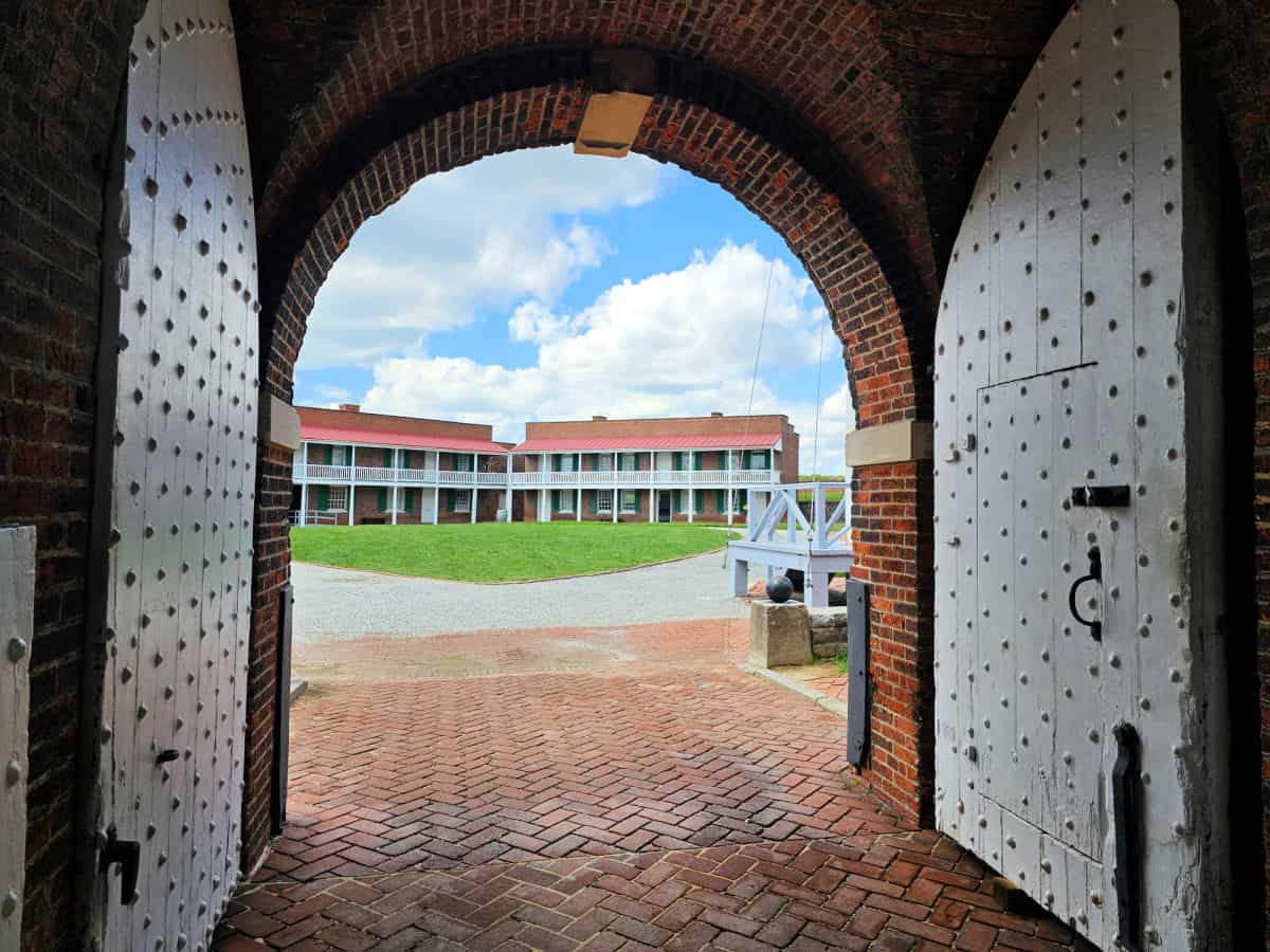 Brick path to historic fort inside of Fort McHenry