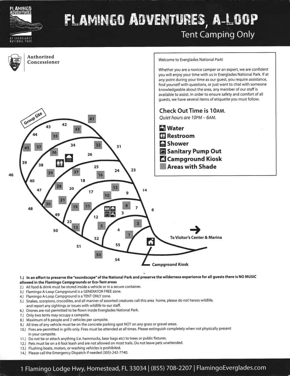 Flamingo Campground Loop A Map Everglades National Park Florida