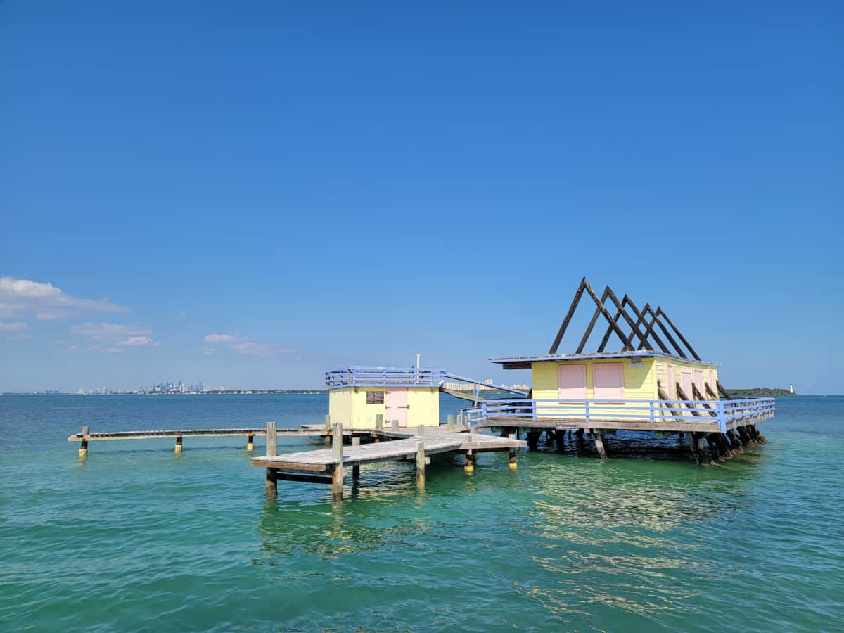 Yellow house at Stiltsville at Biscayne National Park Florida