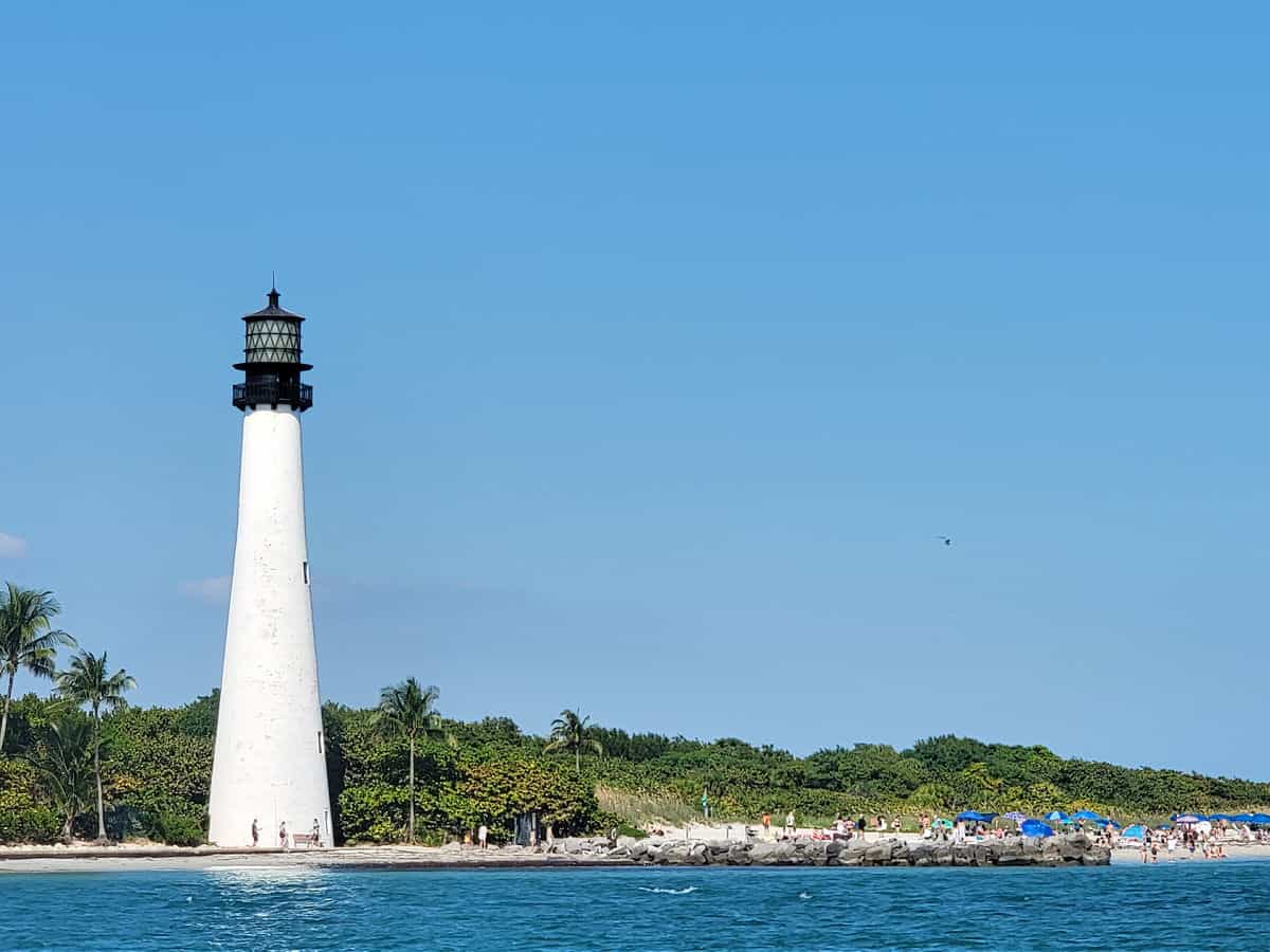 lighthouse at Bill Baggs Cape Florida State park on boat tour to Stiltsville