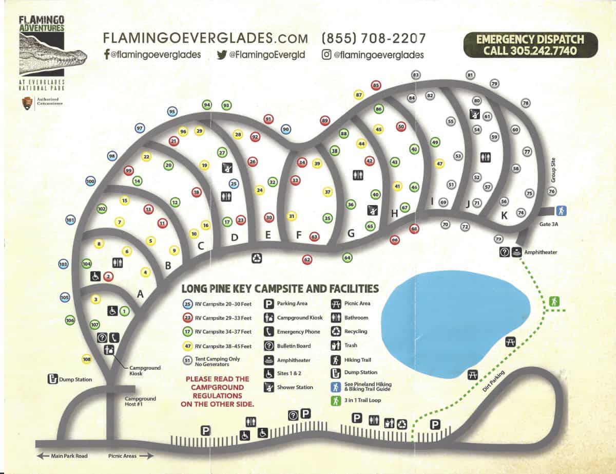 Long Pine Key Campground Map Everglades National Park Florida