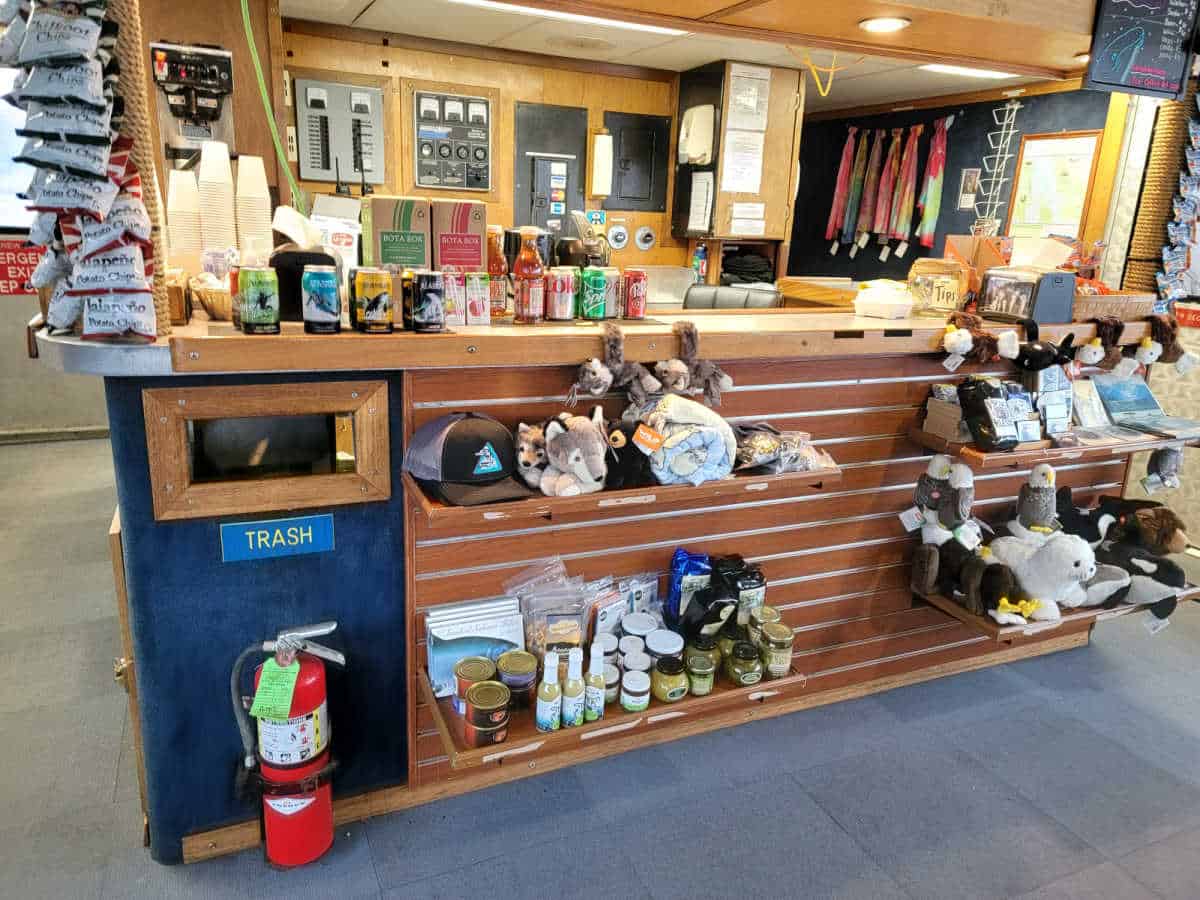 Gift Shop and store onboard the boat tour at Glacier Bay National Park