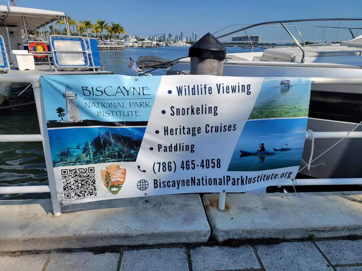 sign for Stiltsville Boat Tours Biscayne National Park Florida