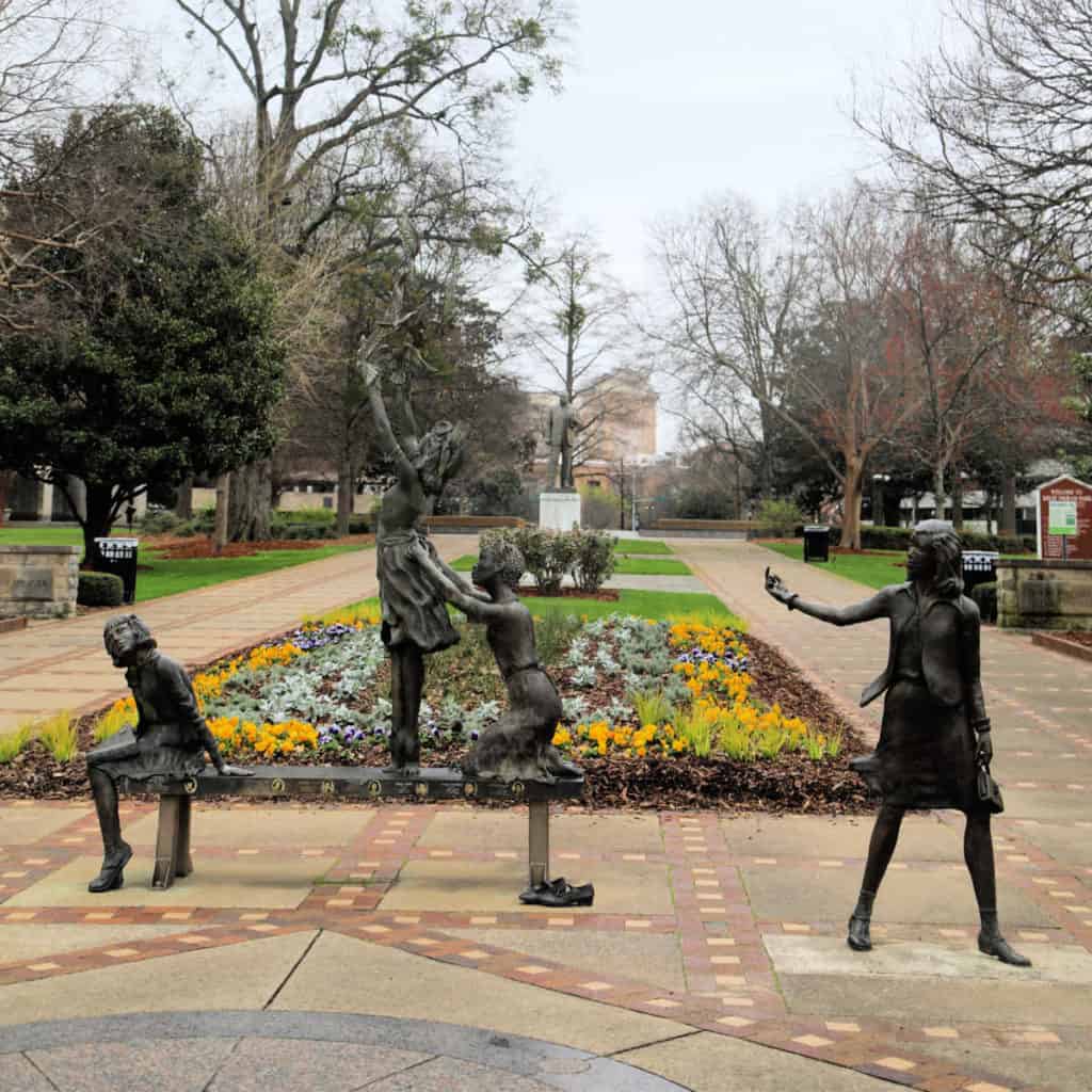 The "Four Spirits" sculpture by Elizabeth MacQueen, Located in Kelly Ingram Park in Birmingham, Alabama. This monument commemorates four young African American Girls (Addie Mae Collins, Denise McNair, Carole Robertson, and Cynthia Wesley) who were killed in the 16th. Street Baptist Church Bombing on 9/15/1963.