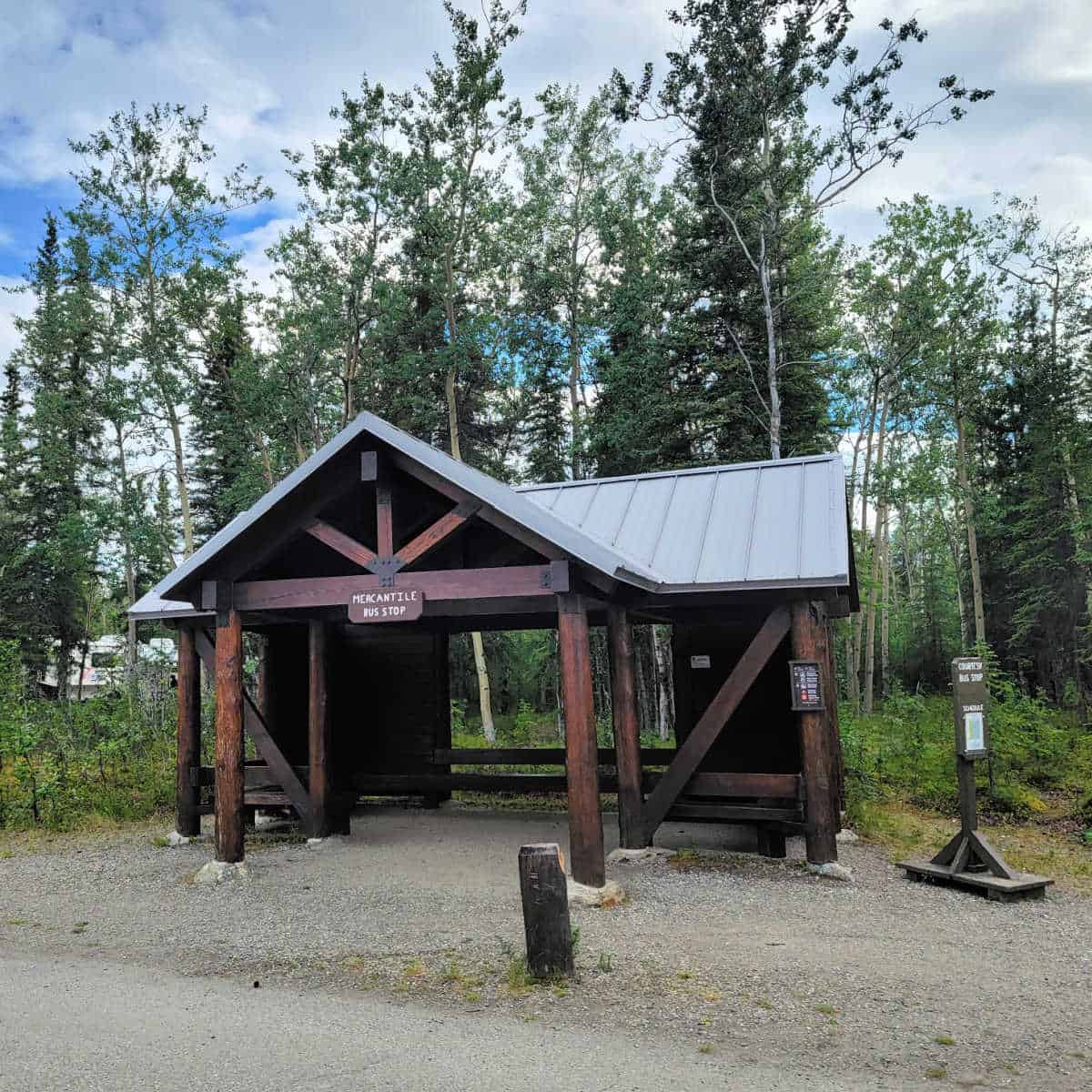 Bus Stop at Riley Creek Campground Denali National Park Alaska