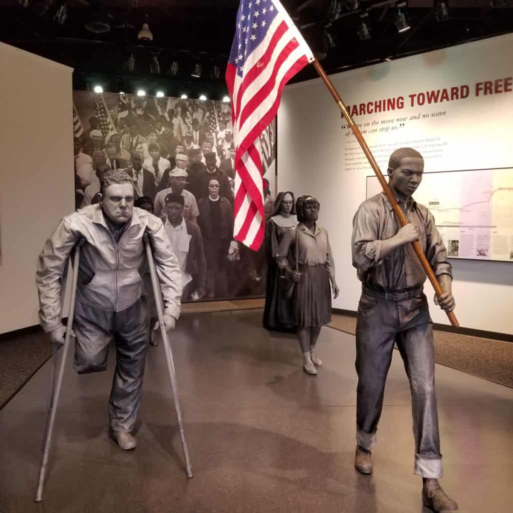 Statue in the Selma to Montgomery National Historic Trail Visitor Center commemorating the Historic 1965 Voting Rights Marches.