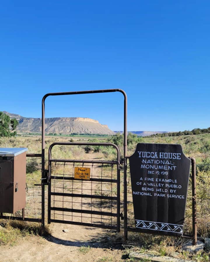 Sign as yo enter Yucca House National Monument