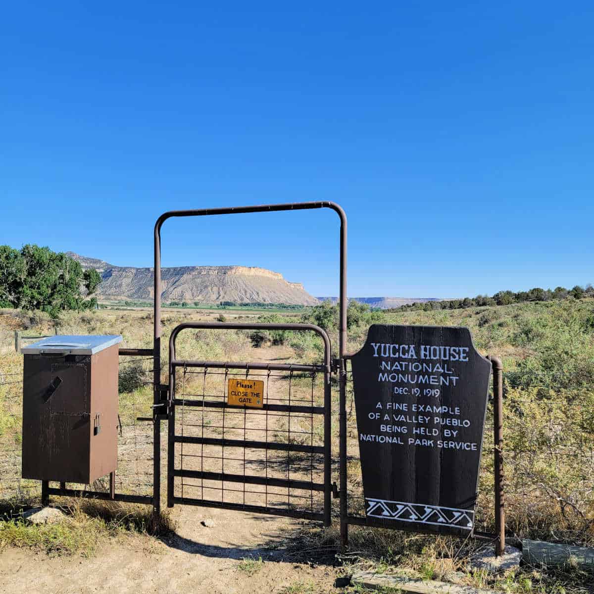 Sign as yo enter Yucca House National Monument