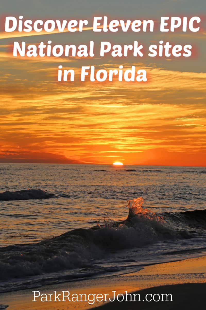waves at sunset in Florida's National Parks