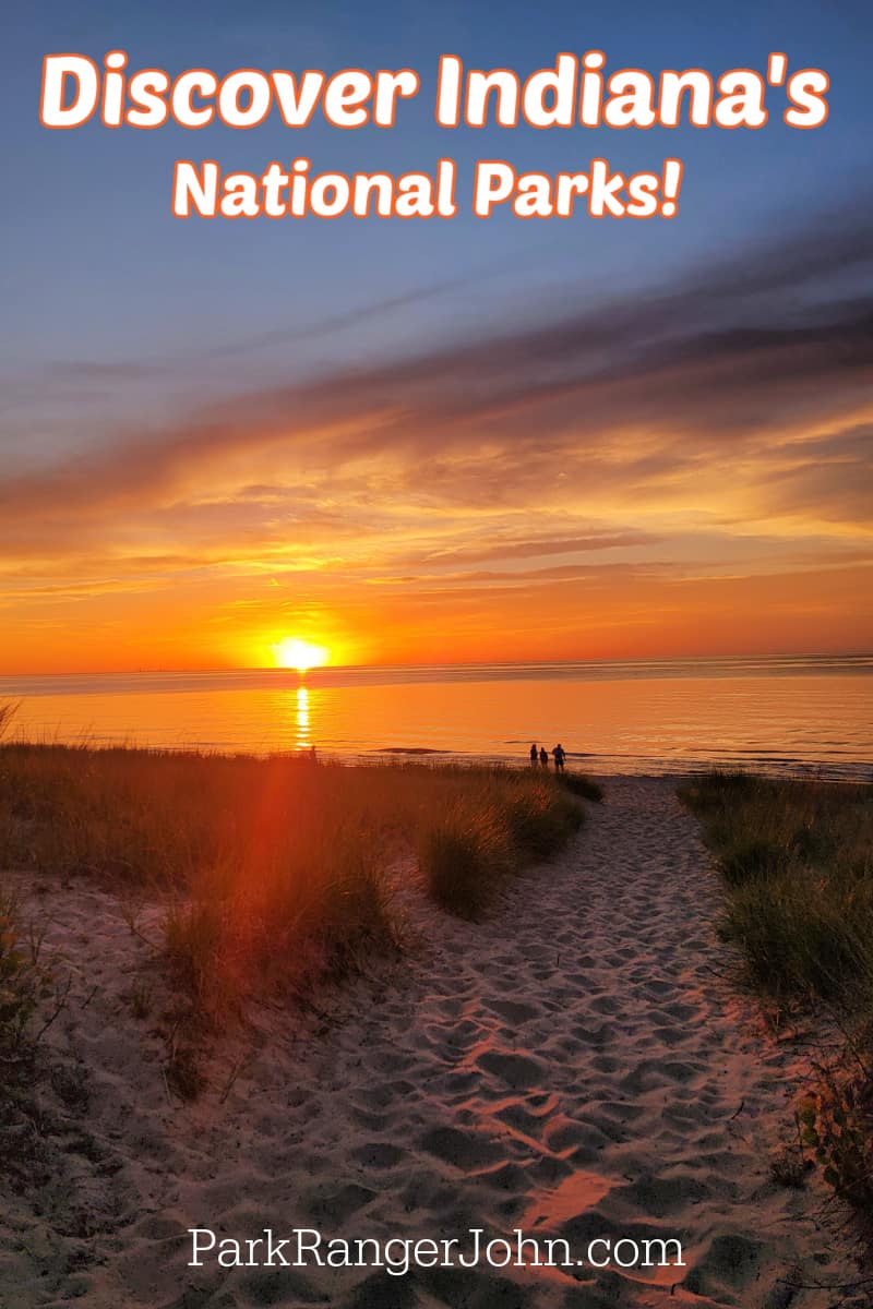 Discover Indiana's National Parks like Indiana Dunes National Park in photograph with sunset