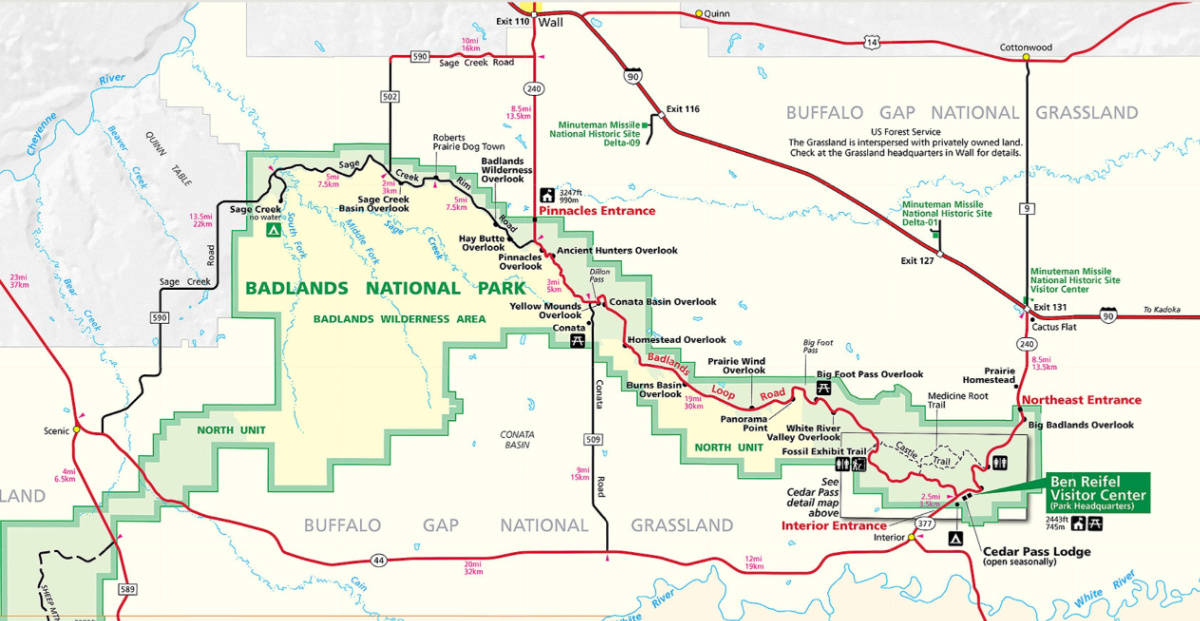 Map of Badlands National Park