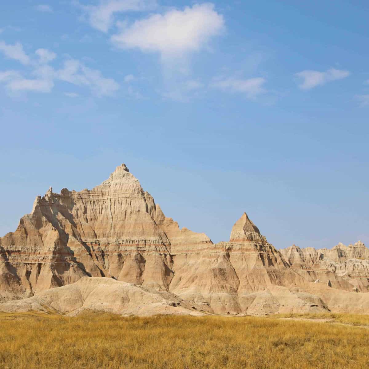 Close up view of the Badlands in Badlands National Park