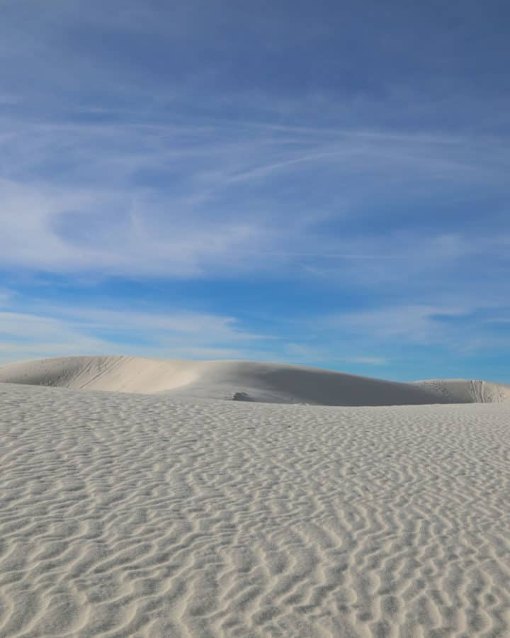 Rolling white hills in White Sands National Park New Mexico