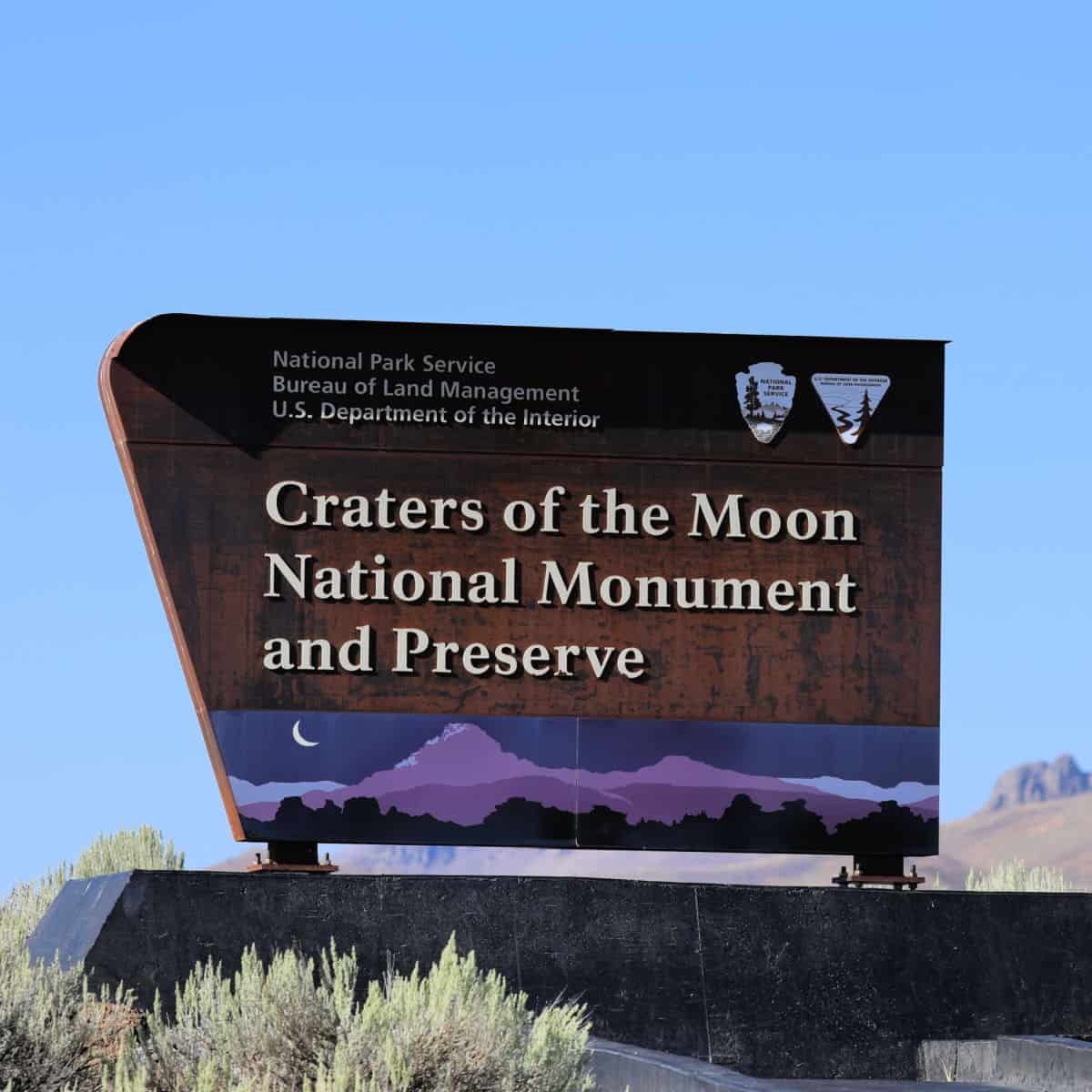Craters of the Moon National Monument and Preserve entrance sign