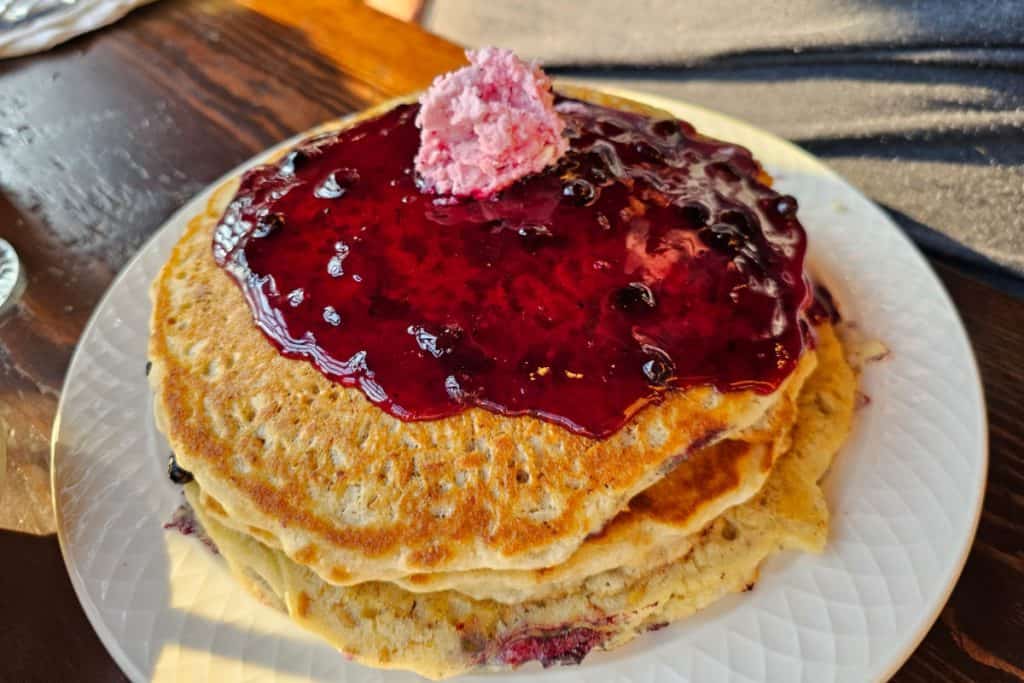 Huckleberry Pancakes at The Grant Village Restaurant