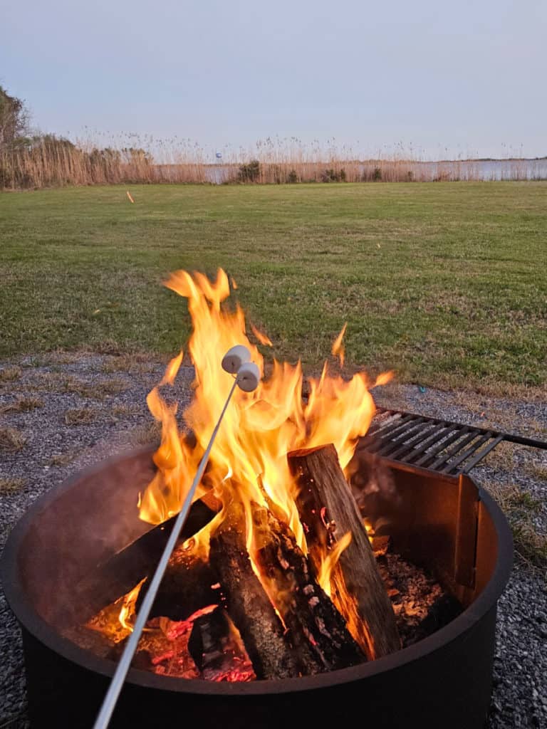 making smores at Gulf State Park Cabins