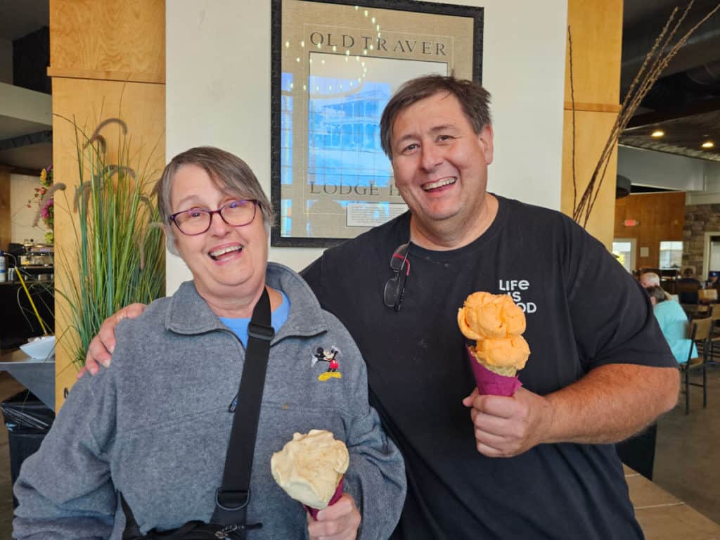 John and his mom with ice cream cones