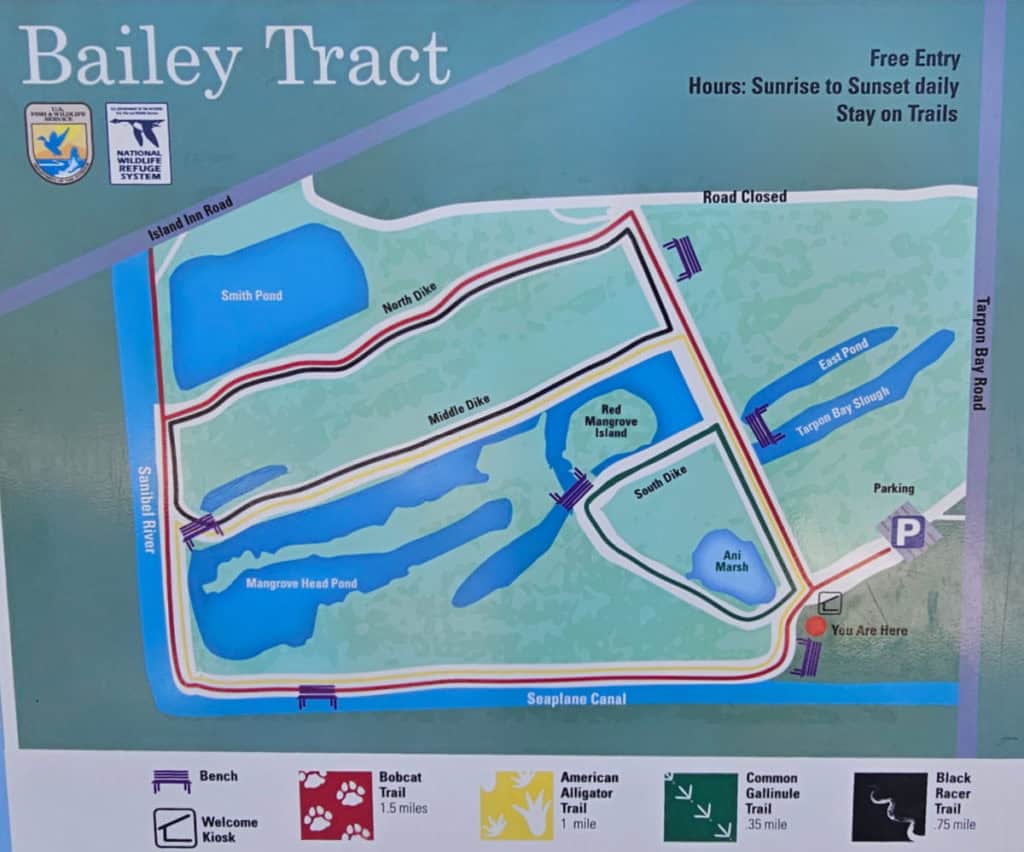 Map of thr Bailey Tract of JN Ding Darling National Wildlife Refuge