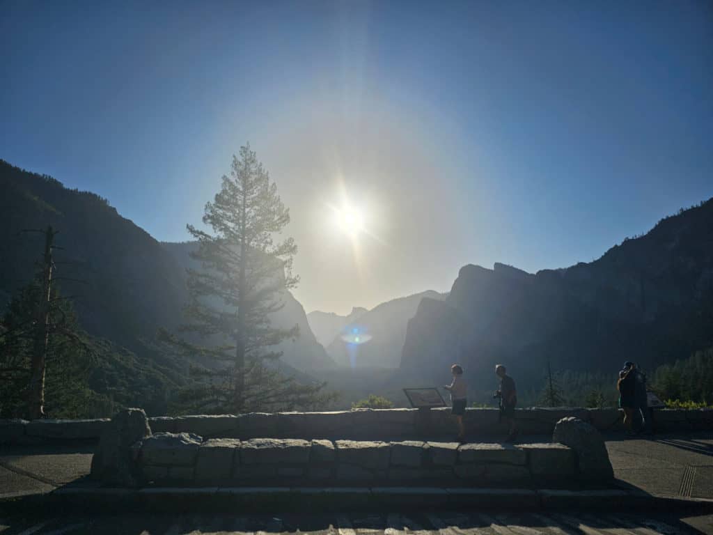 bright sun looking out at tunnel view