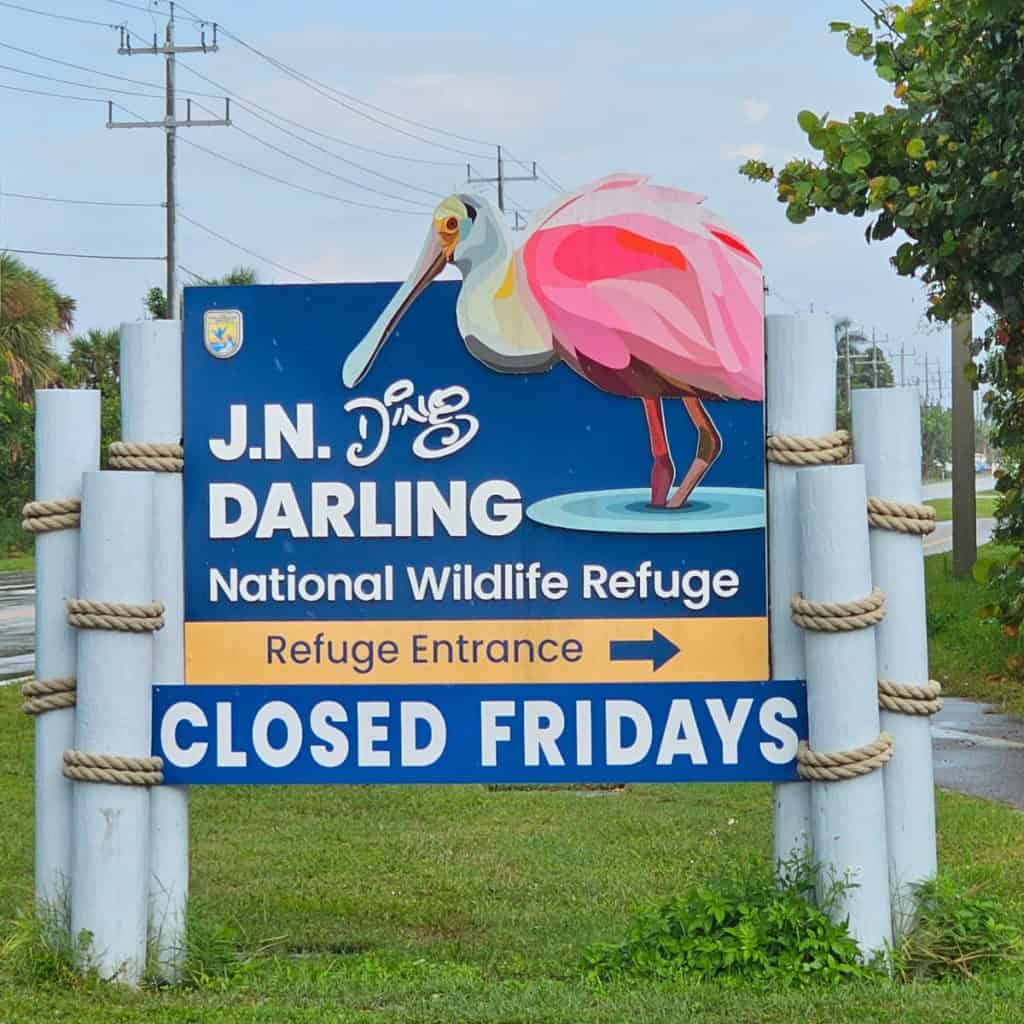entrance sign for JN Ding Darling National Wildlife Refuge in Florida