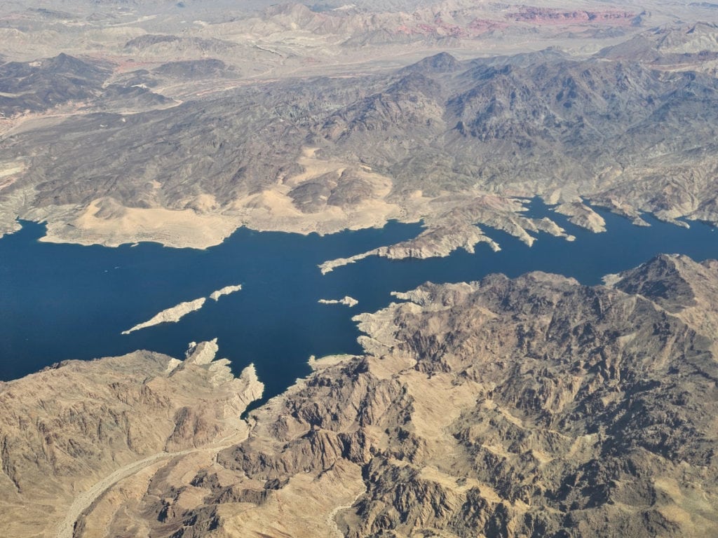 Looking down on lake mead from the air