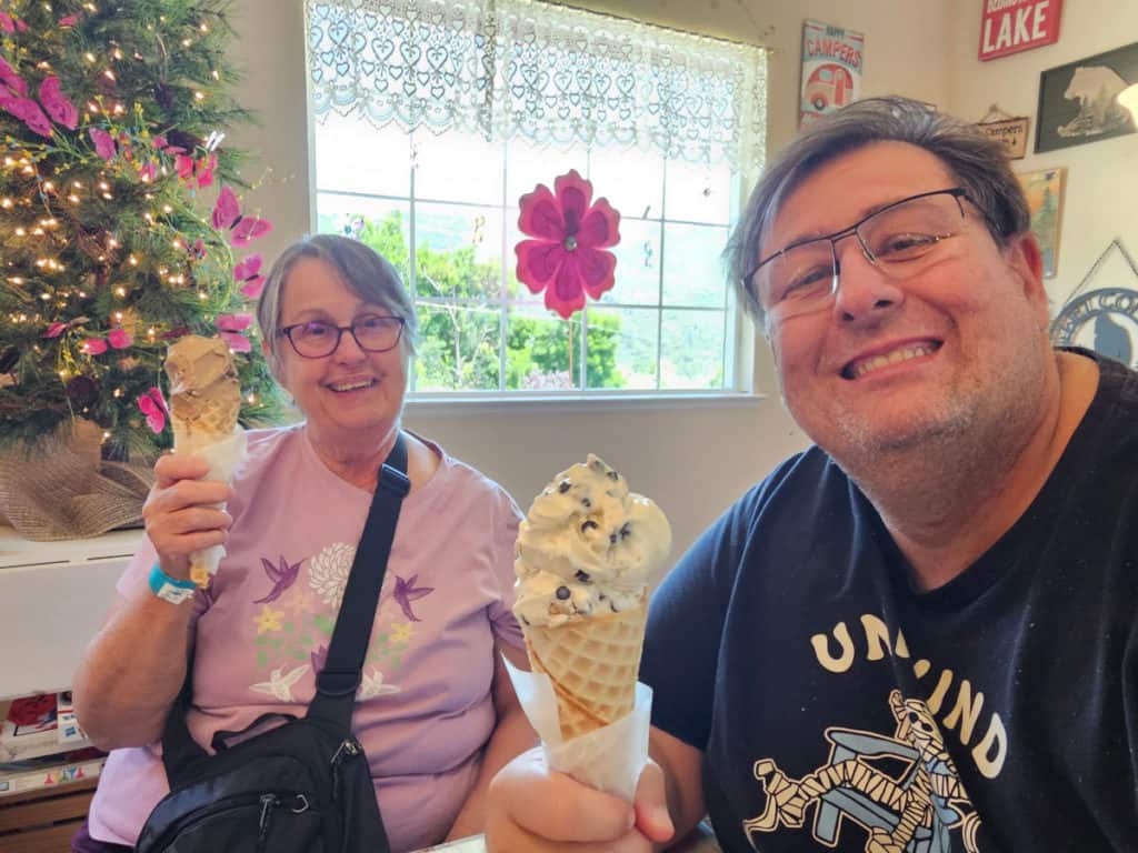 John and his mom with ice cream cones