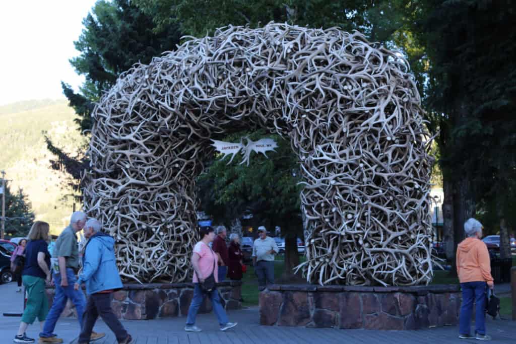 Elk Antler Arch located in Jackson, Wyoming Town Square